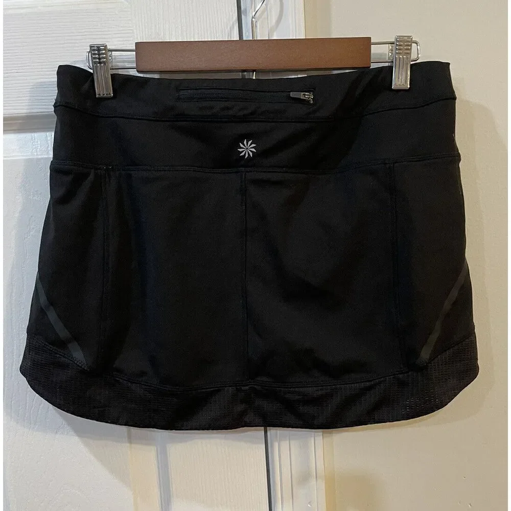 Athleta Women's Black Skort‎ Sz M Back Zip Pocket